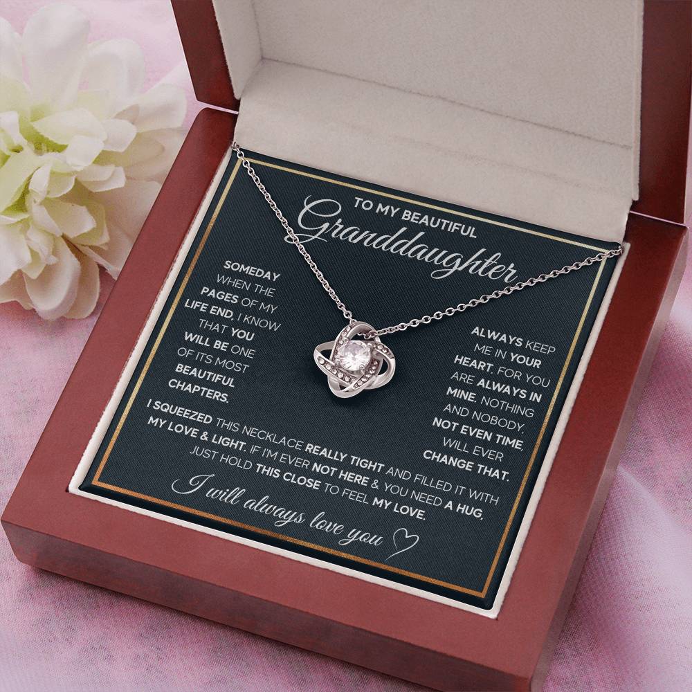 TO MY GRANDDAUGHTER SQUEEZED LOVE KNOT NECKLACE GIFT SET