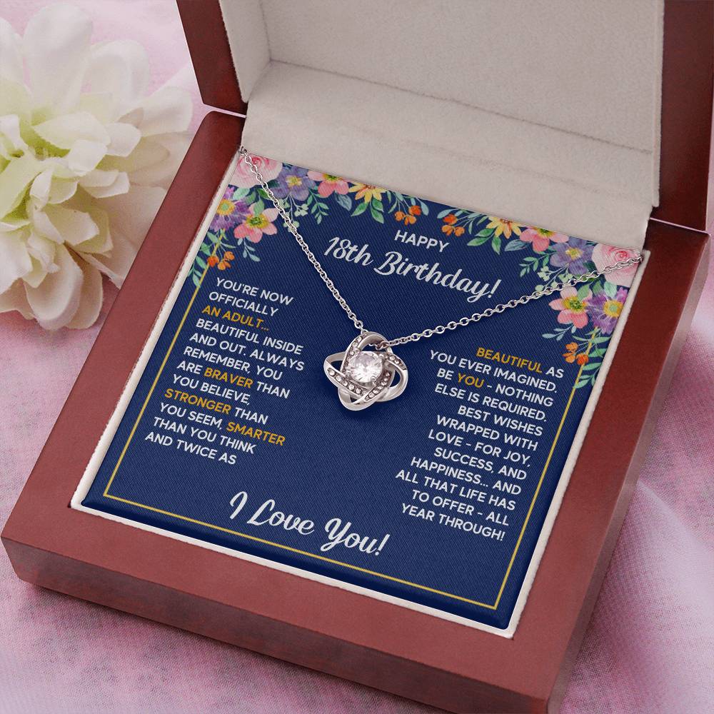 18TH BIRTHDAY WRAPPED LOVE KNOT NECKLACE GIFT SET