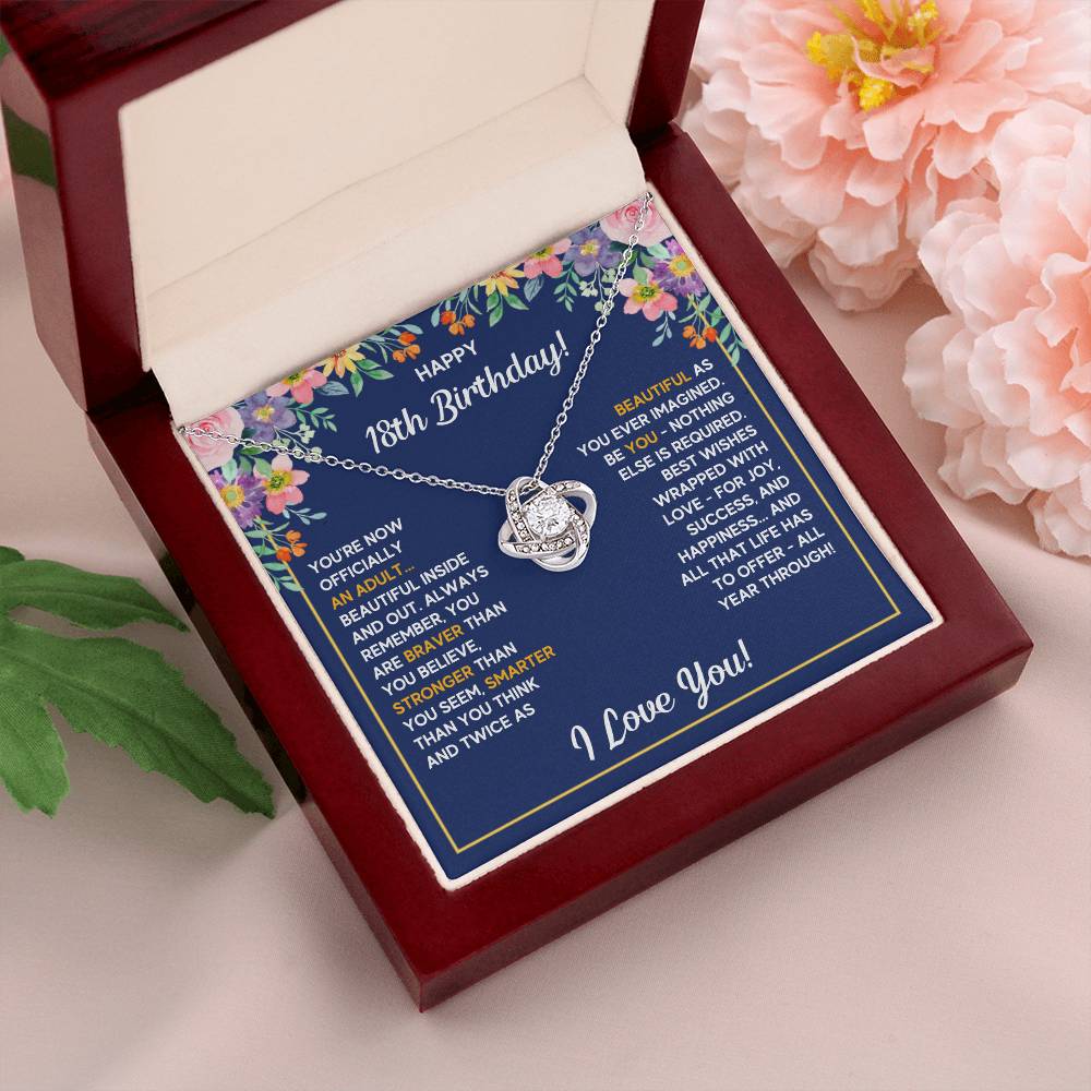 18TH BIRTHDAY WRAPPED LOVE KNOT NECKLACE GIFT SET