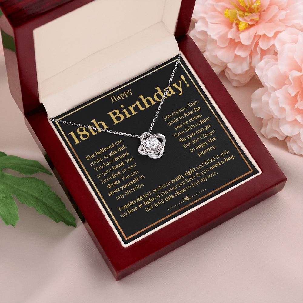18TH BIRTHDAY SQUEEZED LOVE KNOT NECKLACE GIFT SET