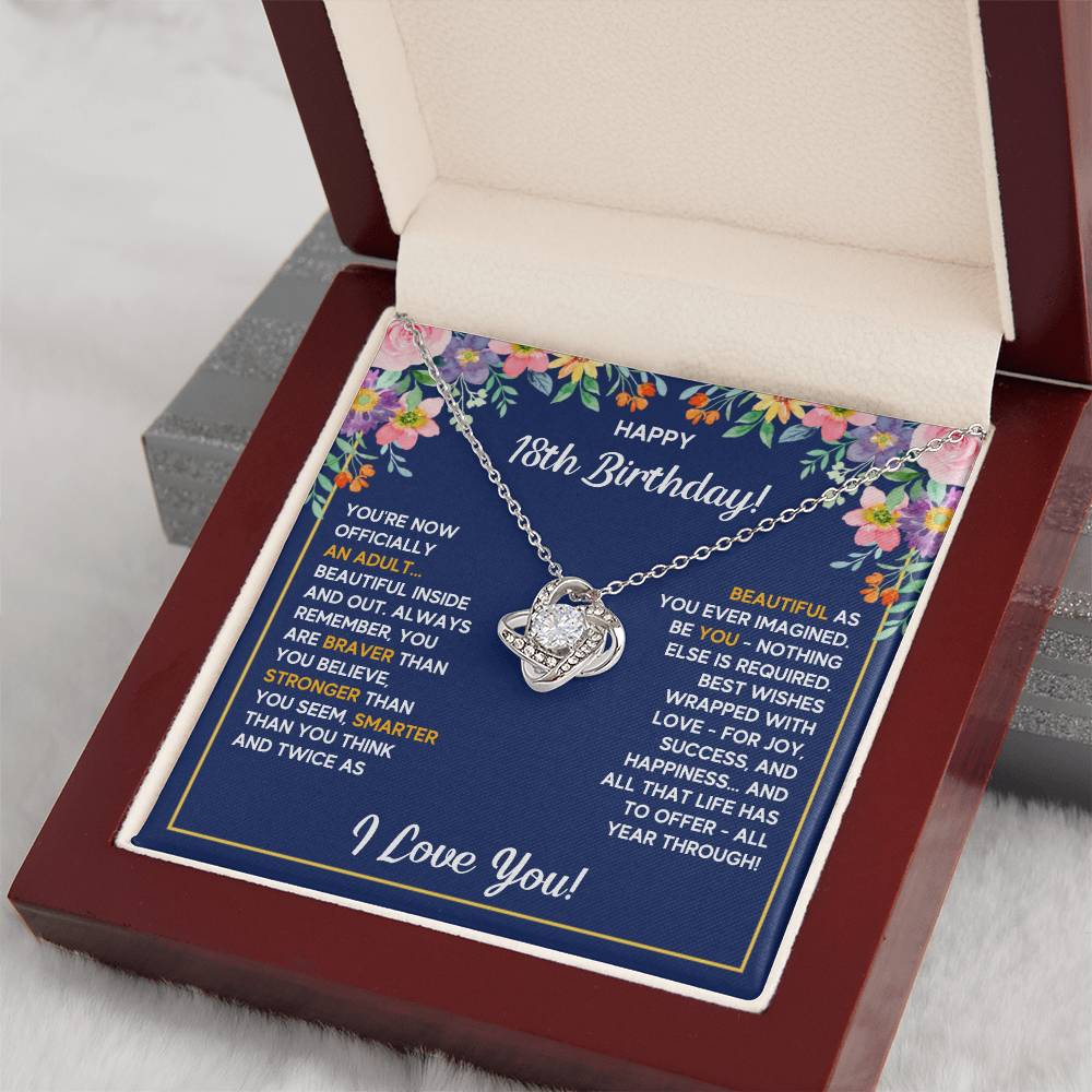 18TH BIRTHDAY WRAPPED LOVE KNOT NECKLACE GIFT SET