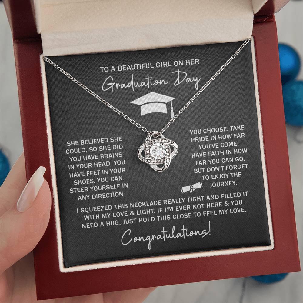 GRADUATION FOR HER SQUEEZED LOVE KNOT NECKLACE
