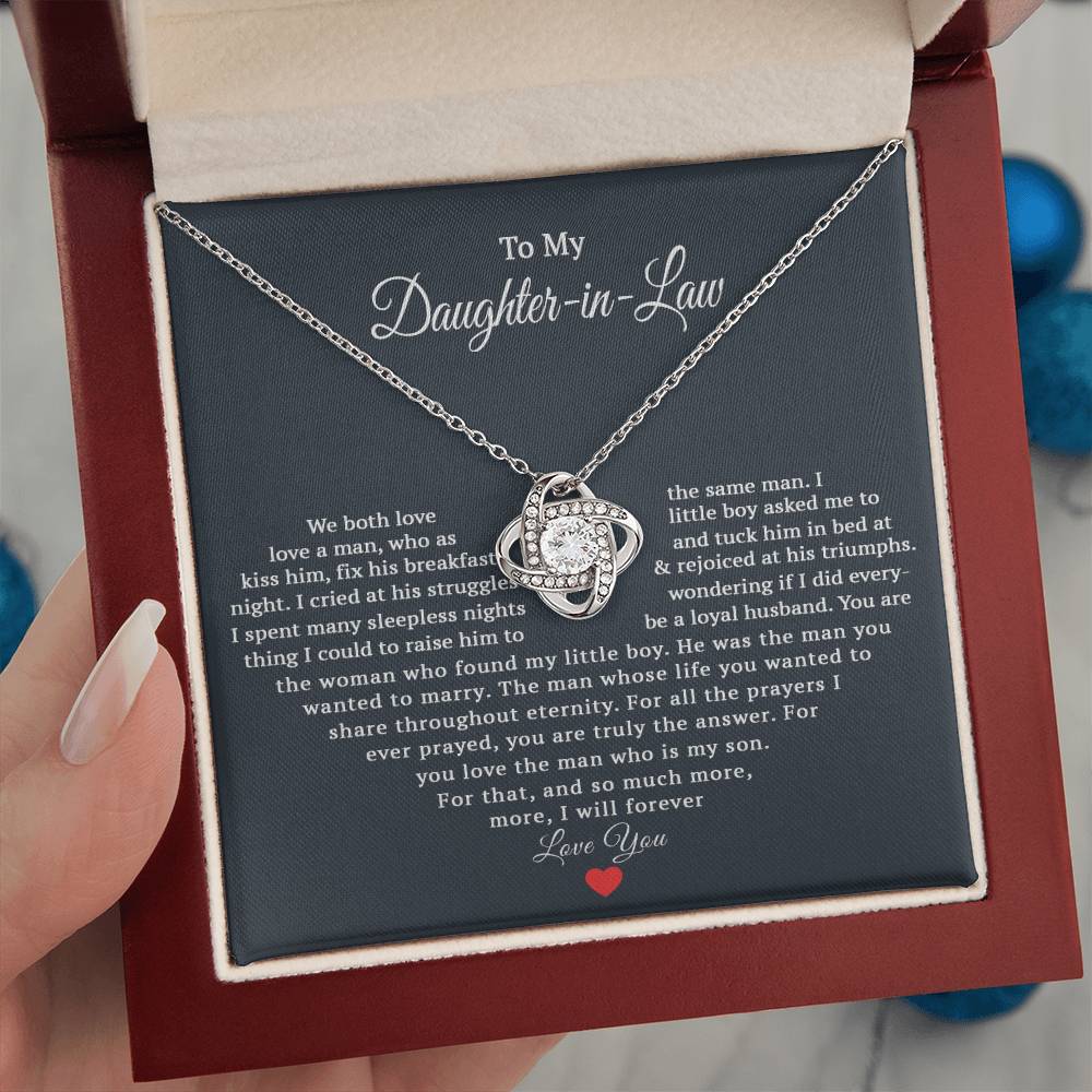 TO MY DAUGHTER IN LAW PRAYERS LOVE KNOT NECKLACE GIFT SET
