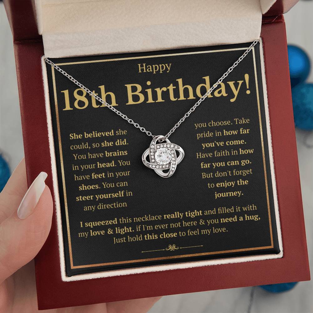 18TH BIRTHDAY SQUEEZED LOVE KNOT NECKLACE GIFT SET