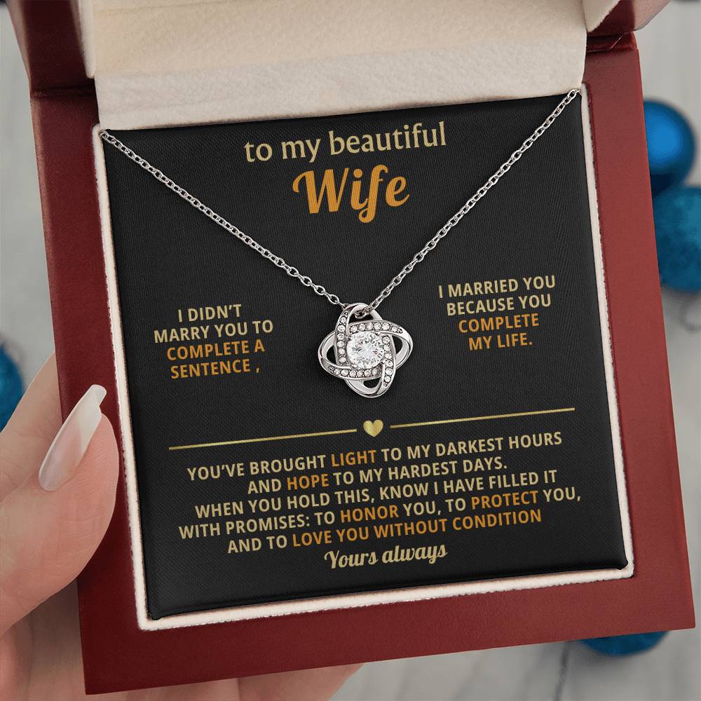 To my beautiful Wife, I married you because you complete my life