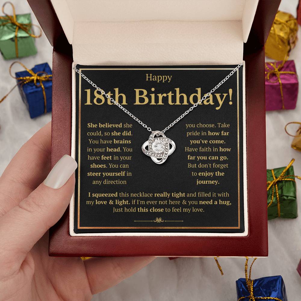 18TH BIRTHDAY SQUEEZED LOVE KNOT NECKLACE GIFT SET