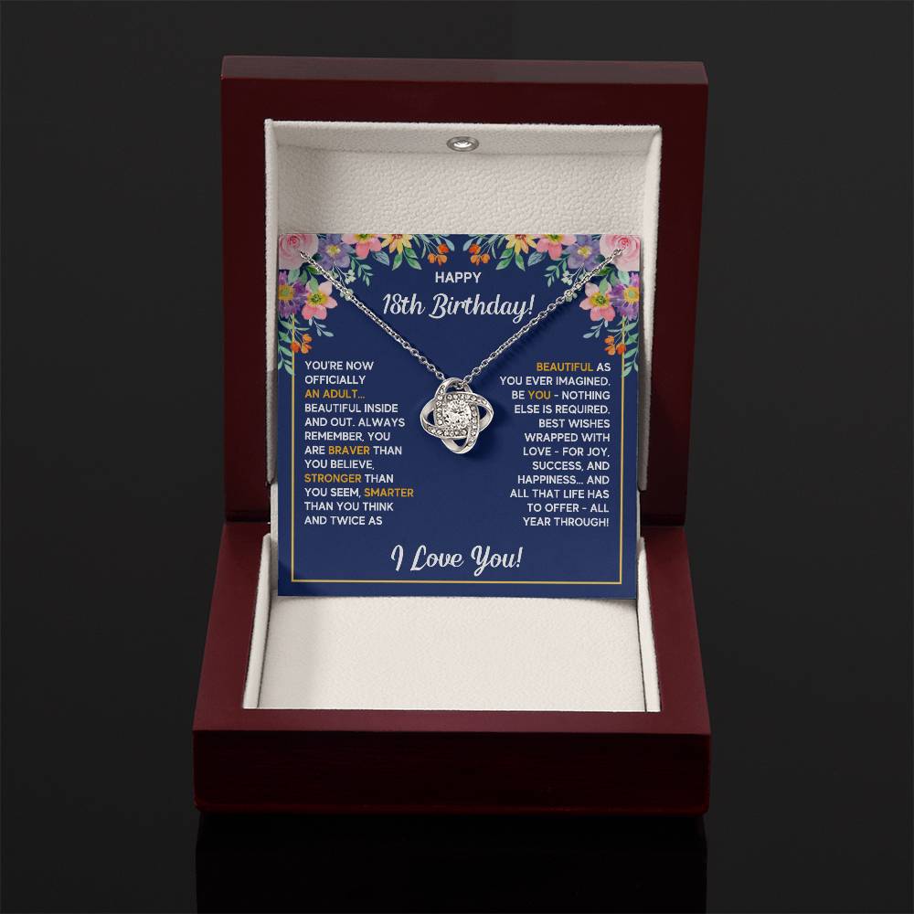 18TH BIRTHDAY WRAPPED LOVE KNOT NECKLACE GIFT SET