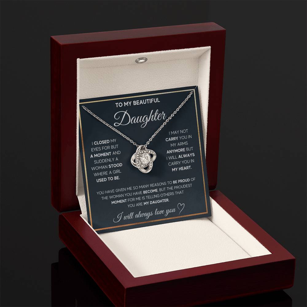TO MY DAUGHTER PROUD LOVE KNOT NECKLACE GIFT SET
