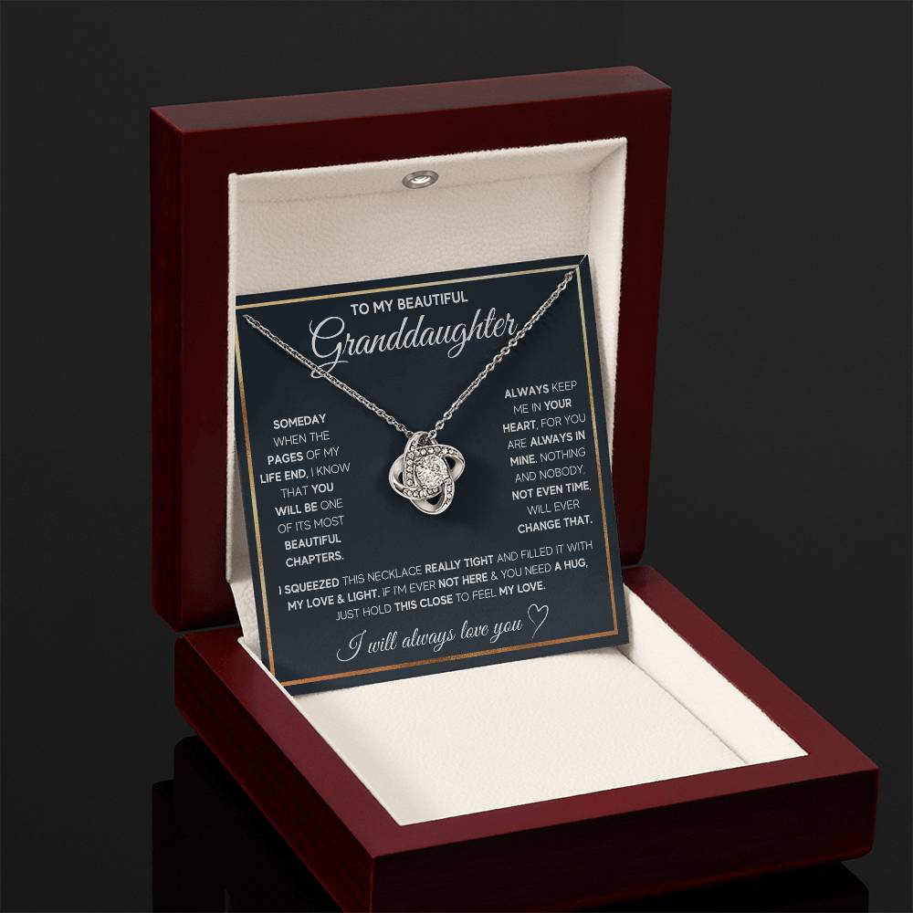 TO MY GRANDDAUGHTER SQUEEZED LOVE KNOT NECKLACE GIFT SET