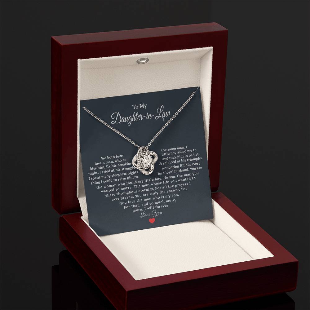 TO MY DAUGHTER IN LAW HEART LOVE KNOT NECKLACE GIFT SET