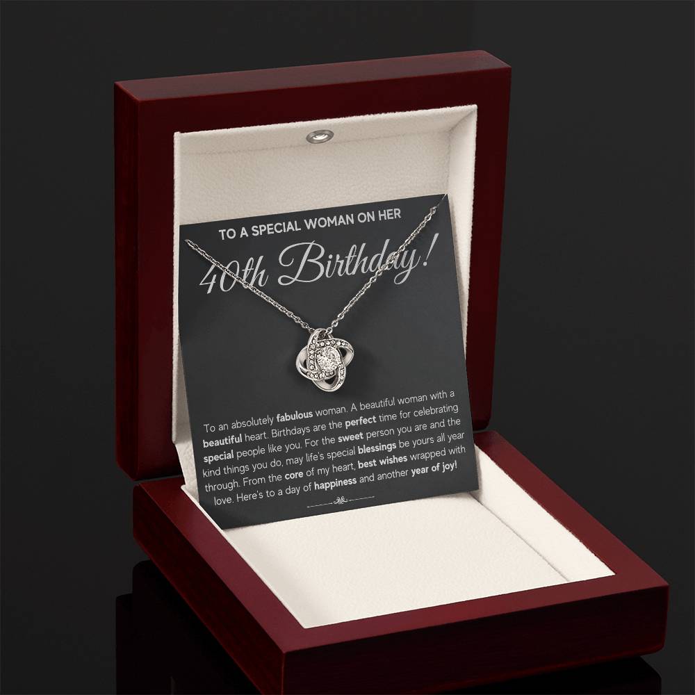 40TH BIRTHDAY FABULOUS LOVE KNOT NECKLACE GIFT SET