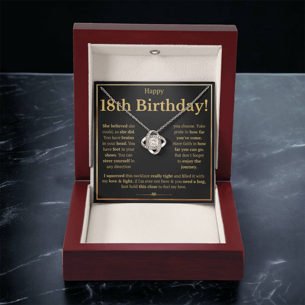 18TH BIRTHDAY SQUEEZED LOVE KNOT NECKLACE GIFT SET