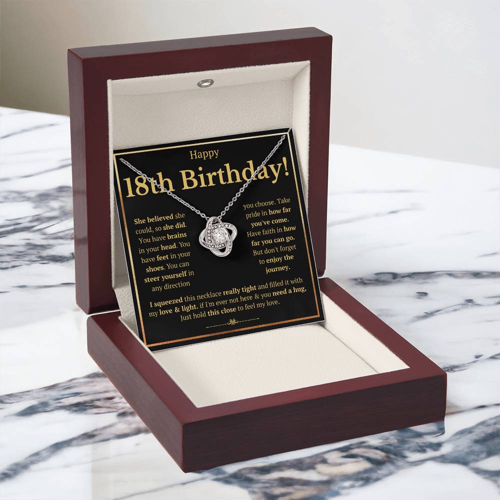 18TH BIRTHDAY SQUEEZED LOVE KNOT NECKLACE GIFT SET