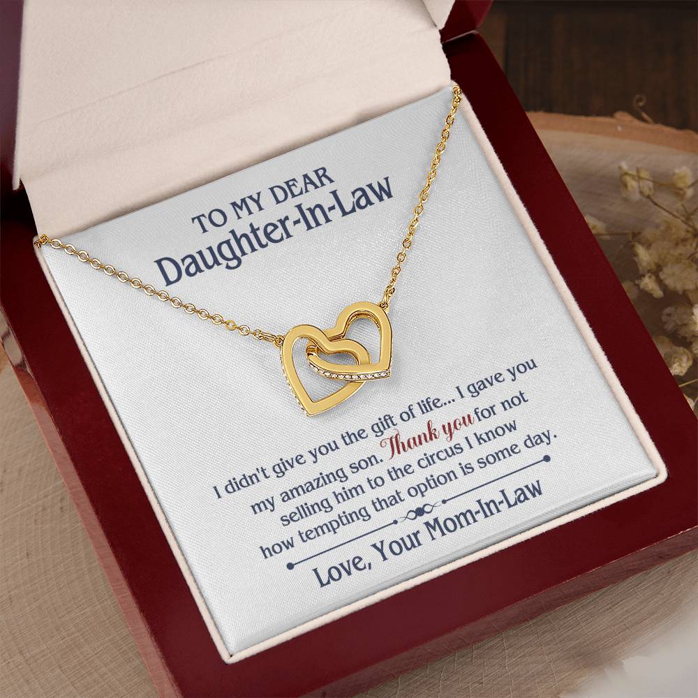 ONLY LED - TO MY DAUGHTER IN LAW CIRCUS INTERLOCKING HEARTS NECKLACE GIFT SET