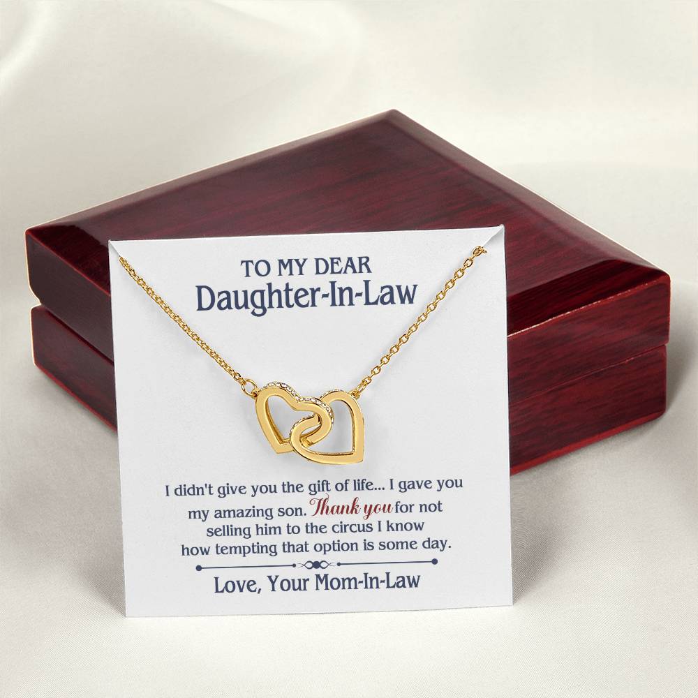 ONLY LED - TO MY DAUGHTER IN LAW CIRCUS INTERLOCKING HEARTS NECKLACE GIFT SET