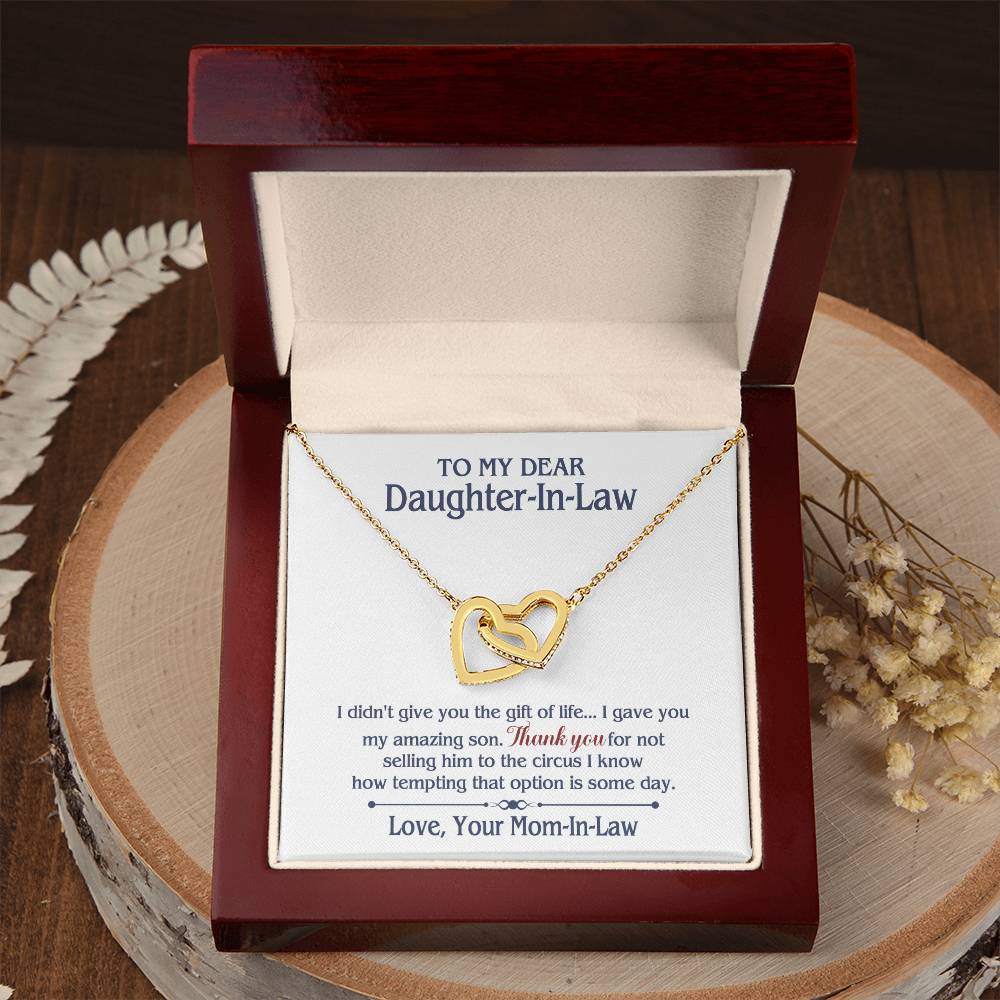 ONLY LED - TO MY DAUGHTER IN LAW CIRCUS INTERLOCKING HEARTS NECKLACE GIFT SET