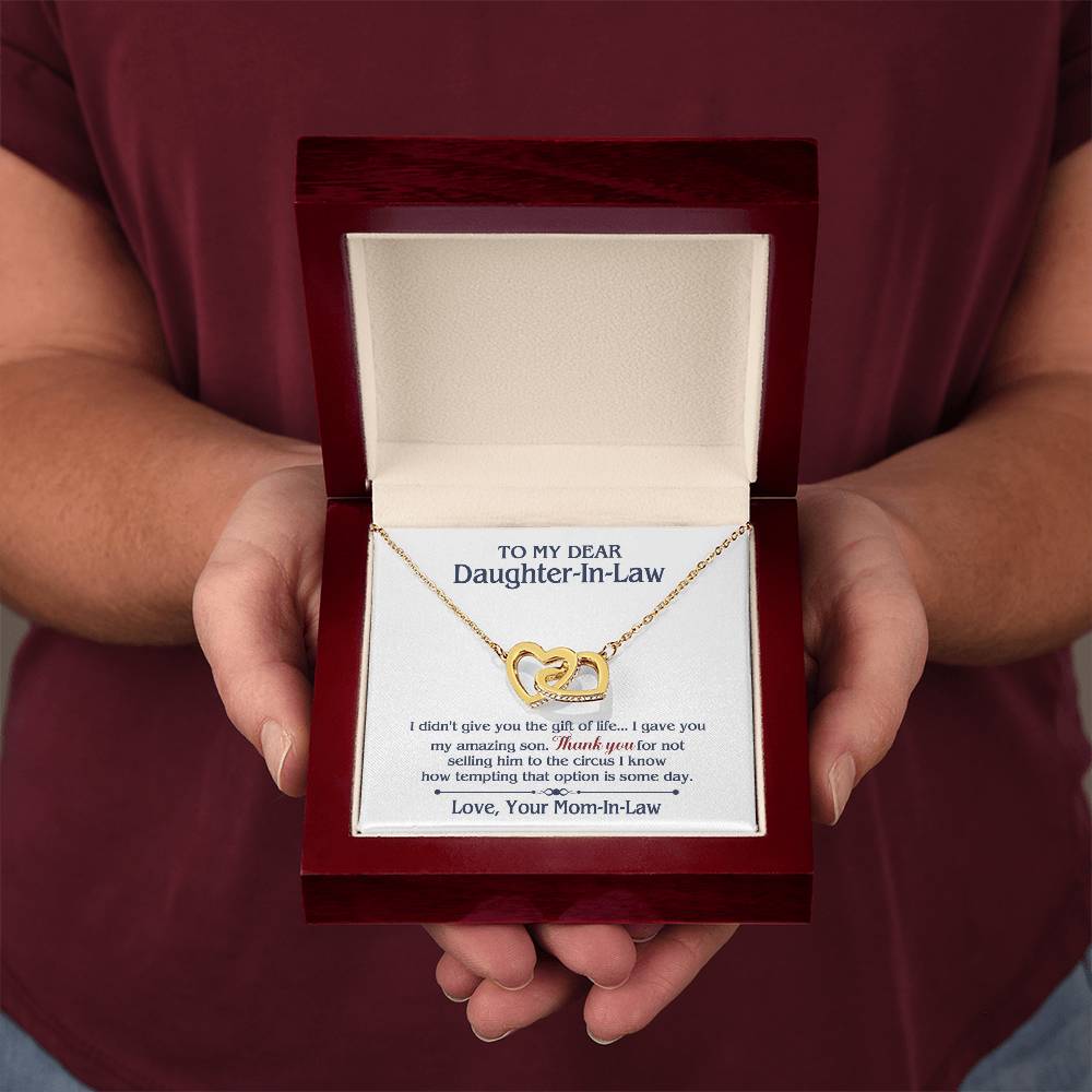 ONLY LED - TO MY DAUGHTER IN LAW CIRCUS INTERLOCKING HEARTS NECKLACE GIFT SET