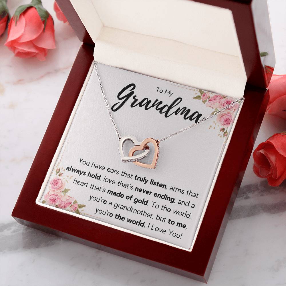 TO MY GRANDMA NEVER ENDING INTERLOCKING HEARTS NECKLACE GIFT SET