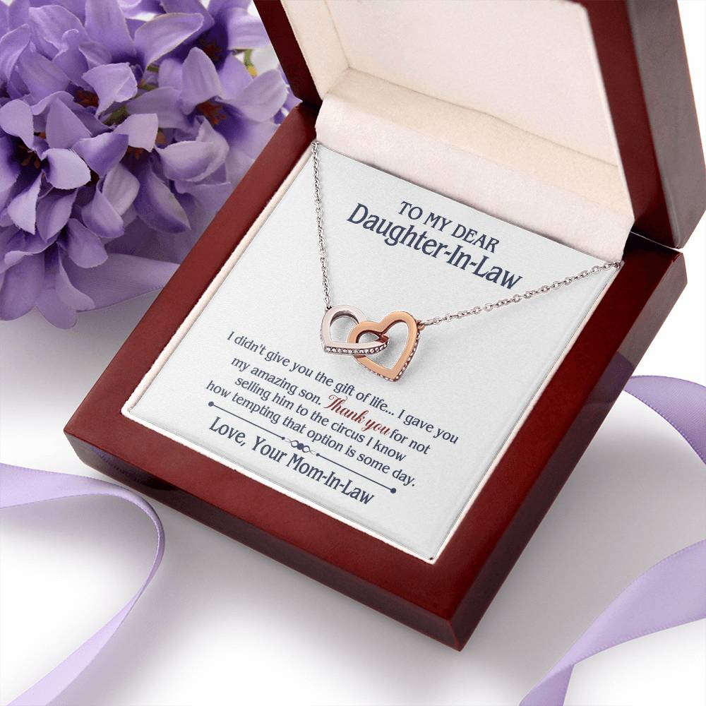 ONLY LED - TO MY DAUGHTER IN LAW CIRCUS INTERLOCKING HEARTS NECKLACE GIFT SET