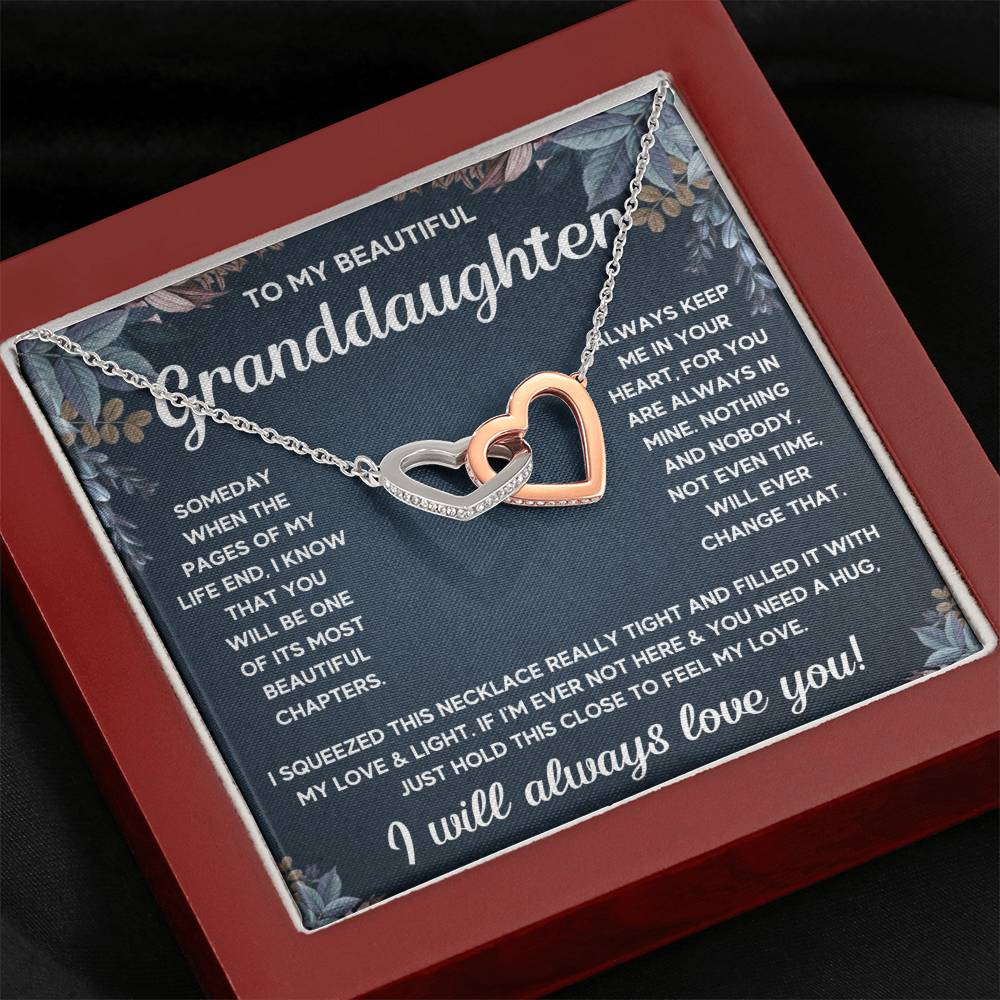 TO MY GRANDDAUGHTER SQUEEZED INTERLOCKING NECKLACE GIFT SET