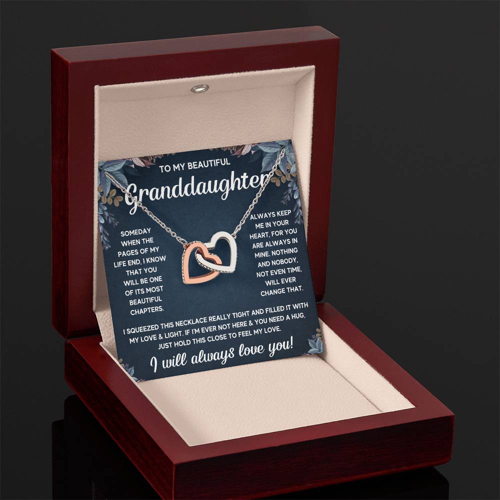 TO MY GRANDDAUGHTER SQUEEZED INTERLOCKING NECKLACE GIFT SET