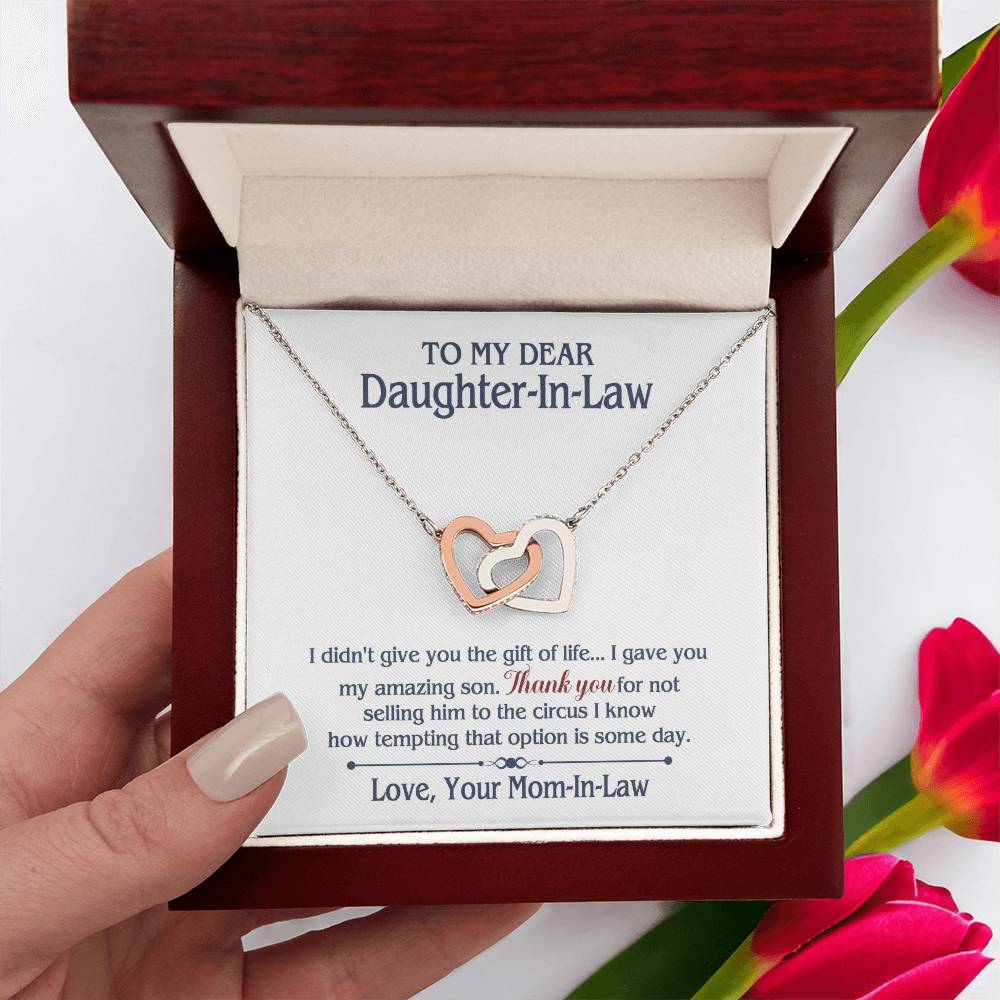 ONLY LED - TO MY DAUGHTER IN LAW CIRCUS INTERLOCKING HEARTS NECKLACE GIFT SET
