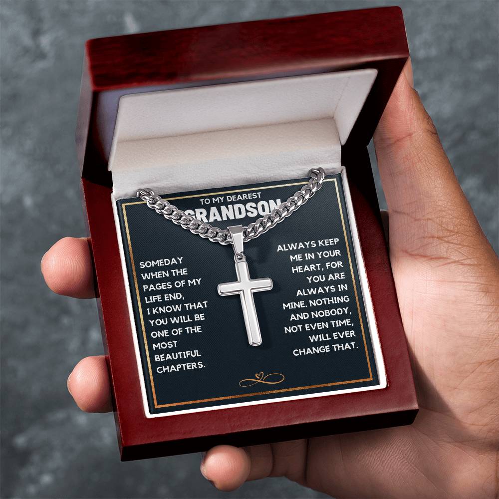 TO MY GRANDSON CHAPTERS CROSS CHAIN GIFT SET