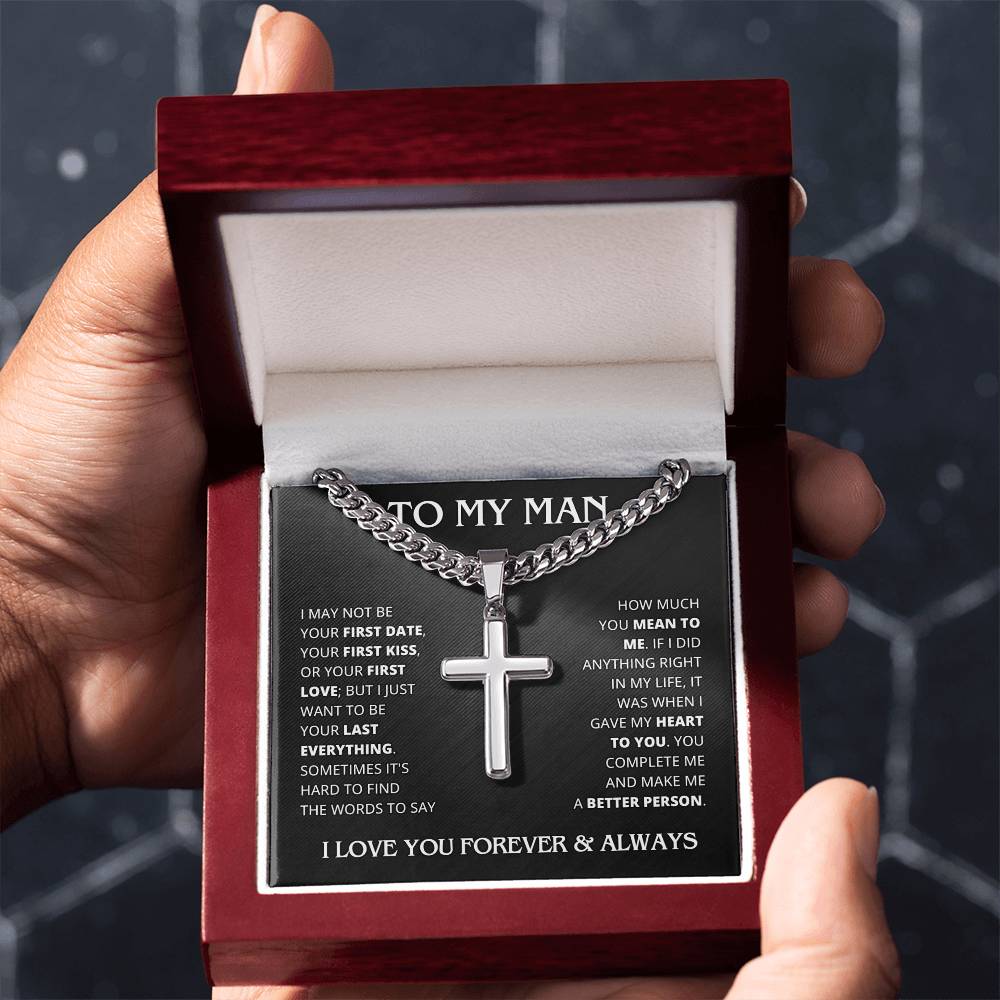 TO MY MAN LAST EVERYTHING CROSS CHAIN GIFT SET