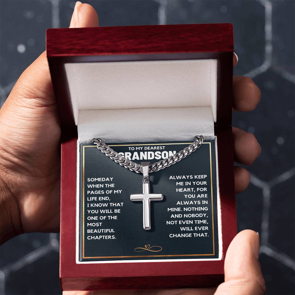 TO MY GRANDSON CHAPTERS CROSS CHAIN GIFT SET