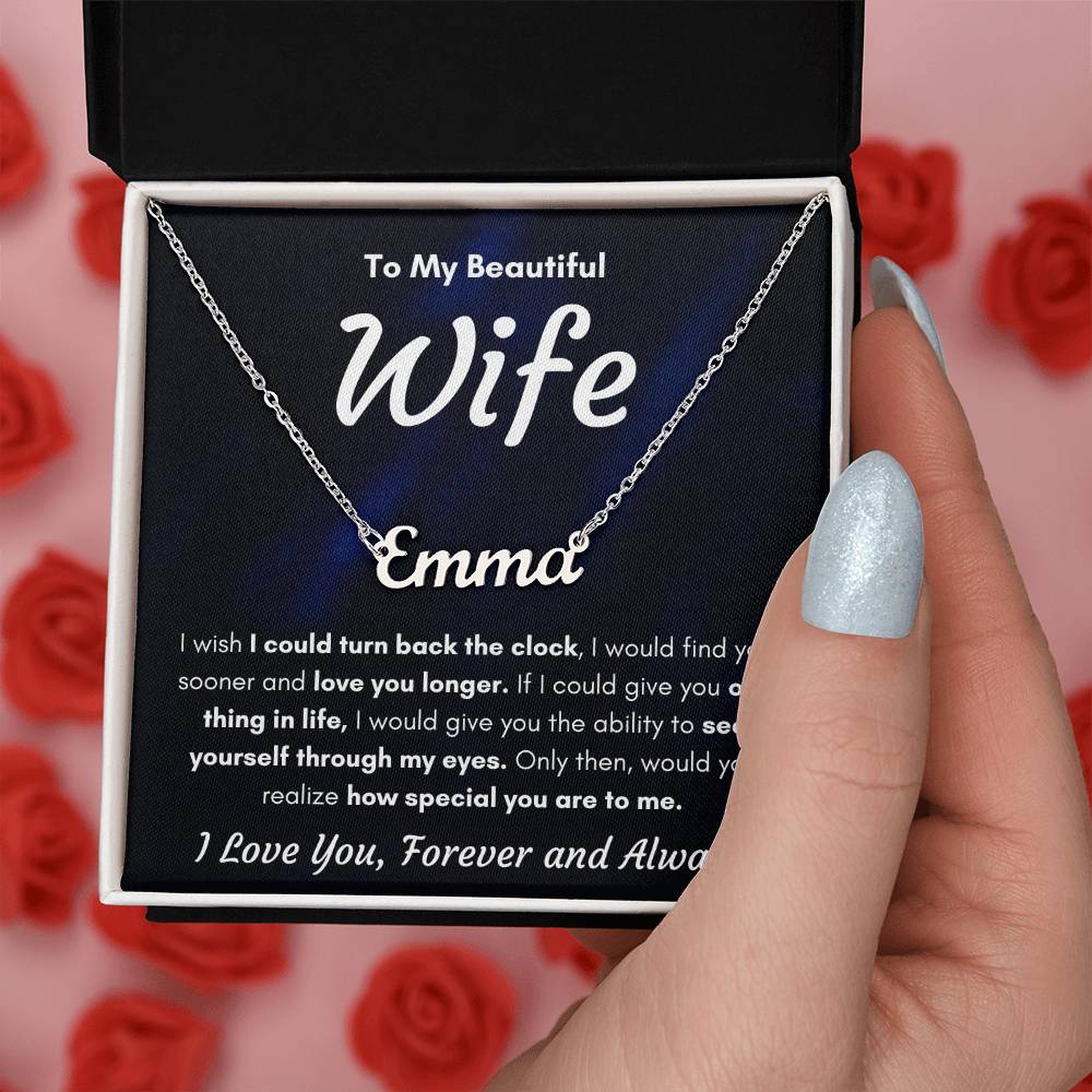 TO MY WIFE SOONER NAME NECKLACE GIFT SET