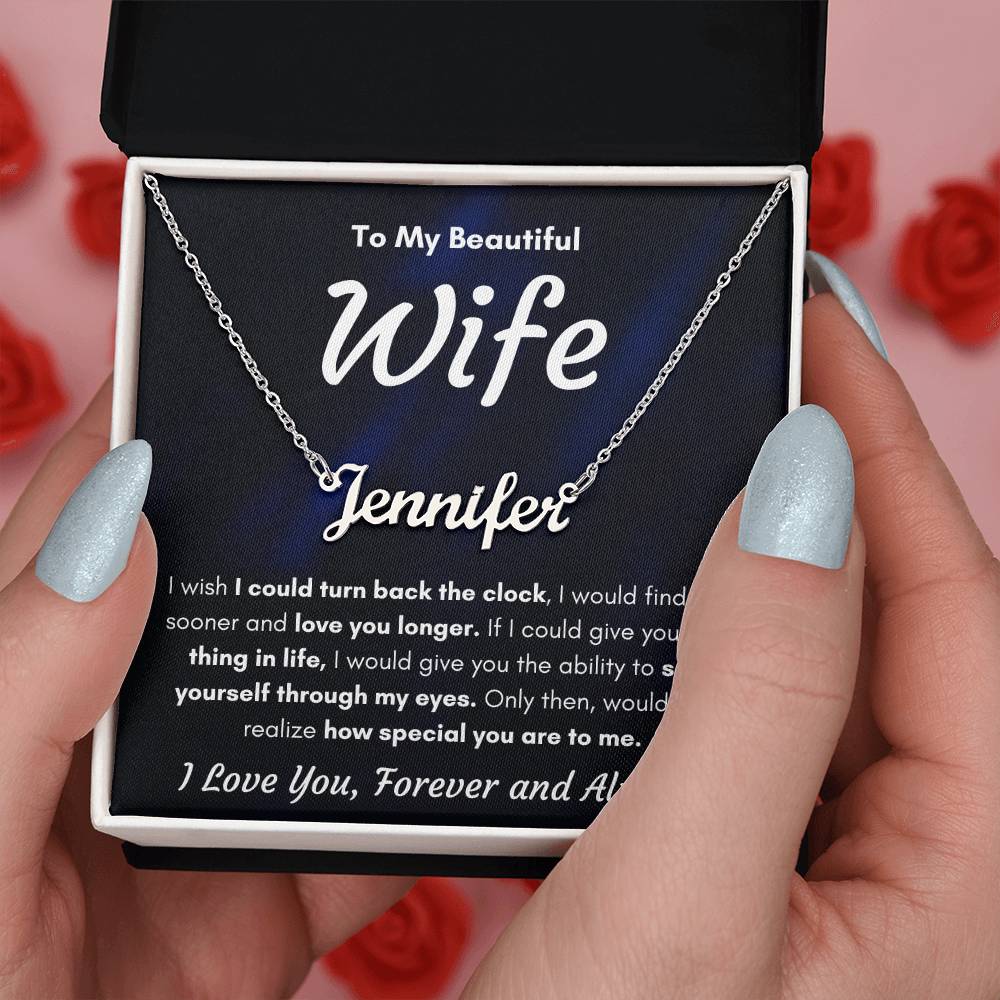 TO MY WIFE SOONER NAME NECKLACE GIFT SET