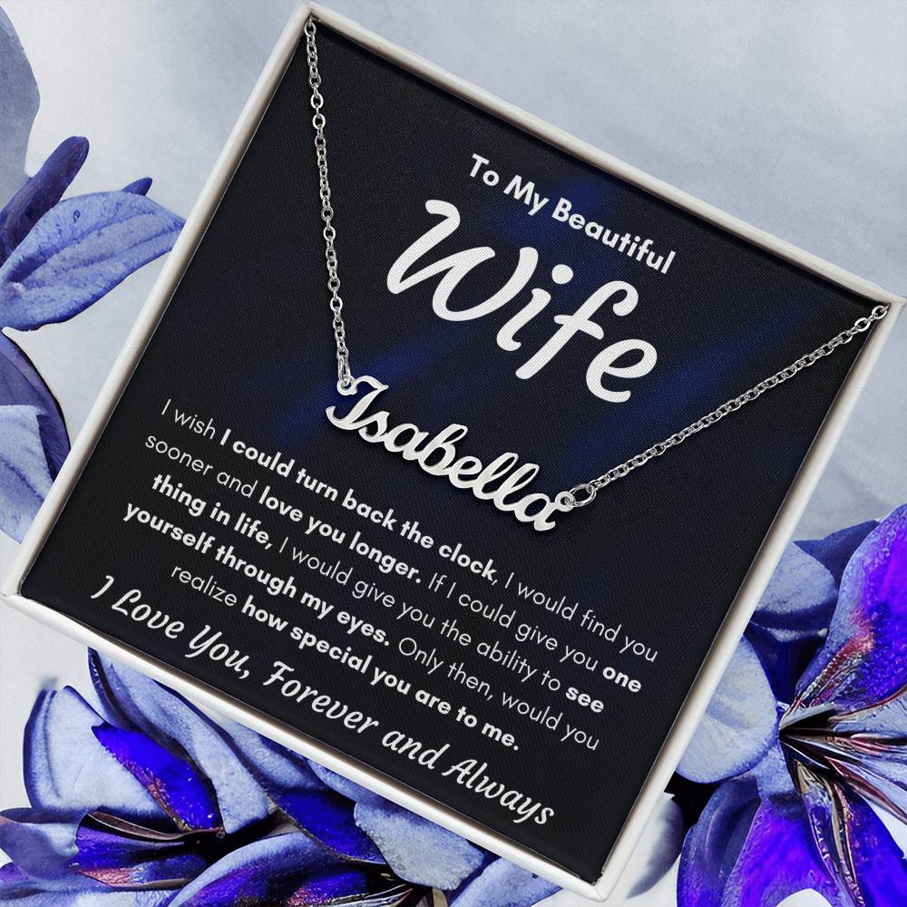 TO MY WIFE SOONER NAME NECKLACE GIFT SET