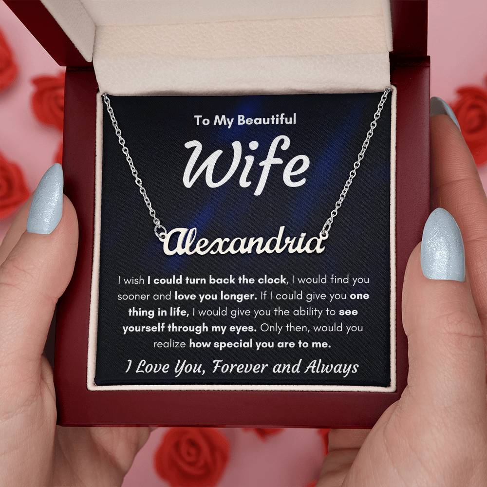 TO MY WIFE SOONER NAME NECKLACE GIFT SET