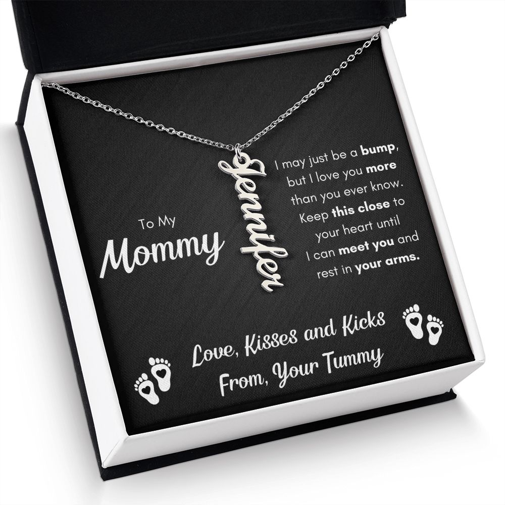 TO MY MOMMY BUMP VERTICAL NAME NECKLACE