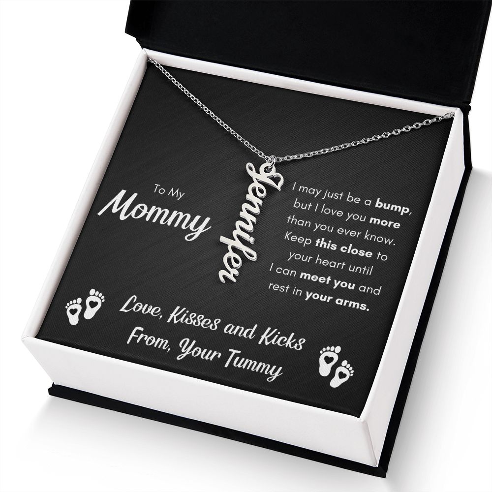 TO MY MOMMY BUMP VERTICAL NAME NECKLACE