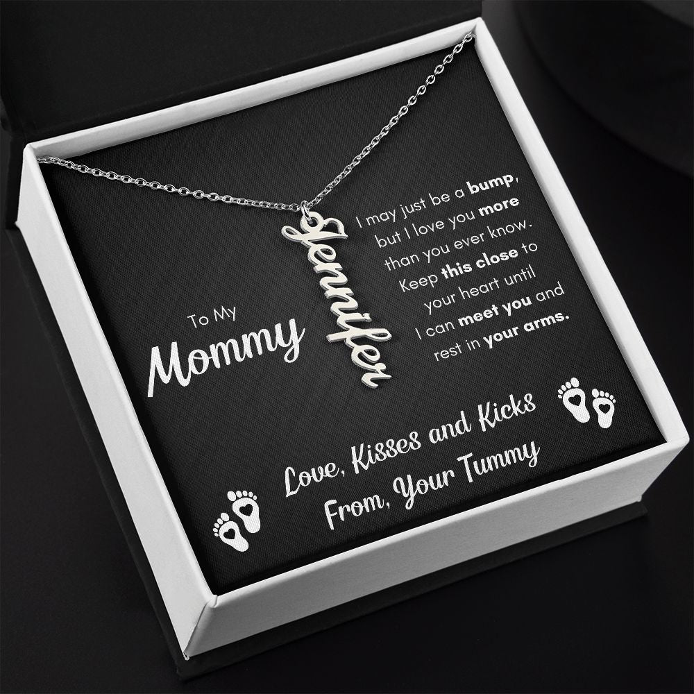 TO MY MOMMY BUMP VERTICAL NAME NECKLACE
