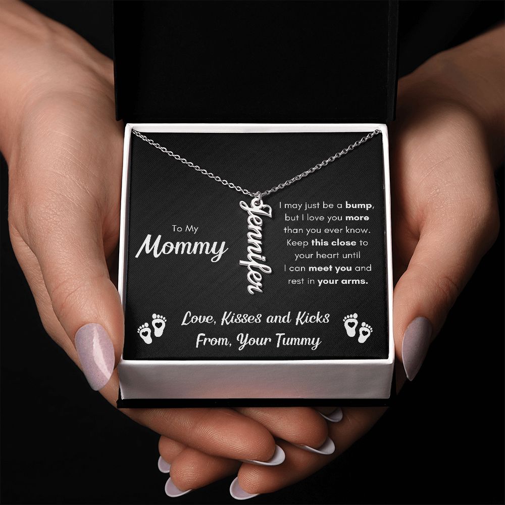 TO MY MOMMY BUMP VERTICAL NAME NECKLACE