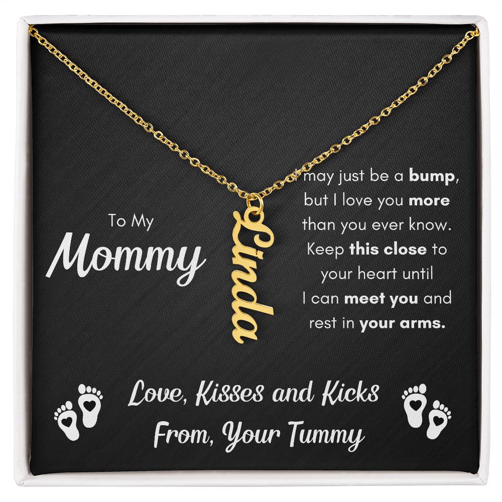 TO MY MOMMY BUMP VERTICAL NAME NECKLACE