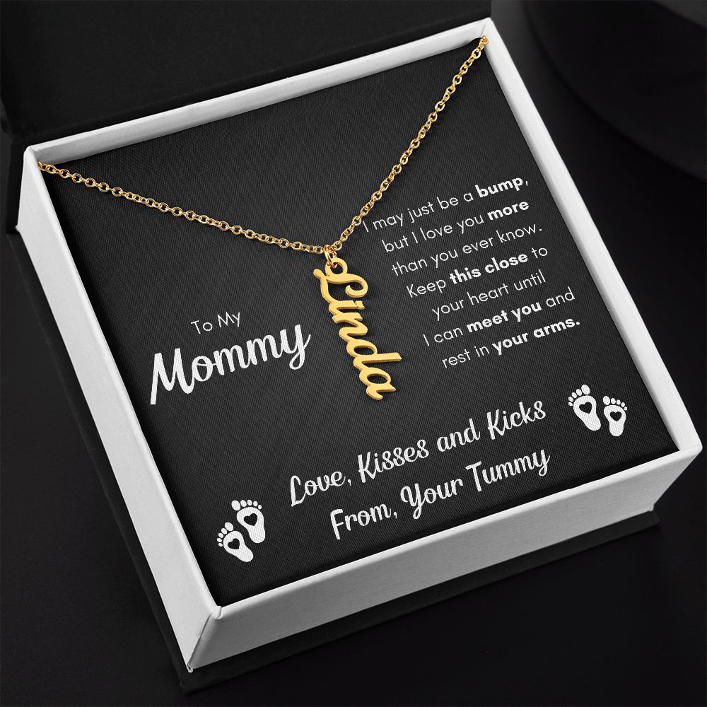 TO MY MOMMY BUMP VERTICAL NAME NECKLACE