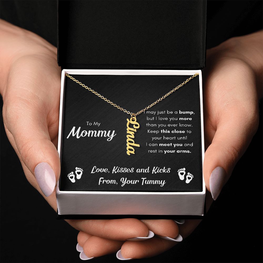 TO MY MOMMY BUMP VERTICAL NAME NECKLACE