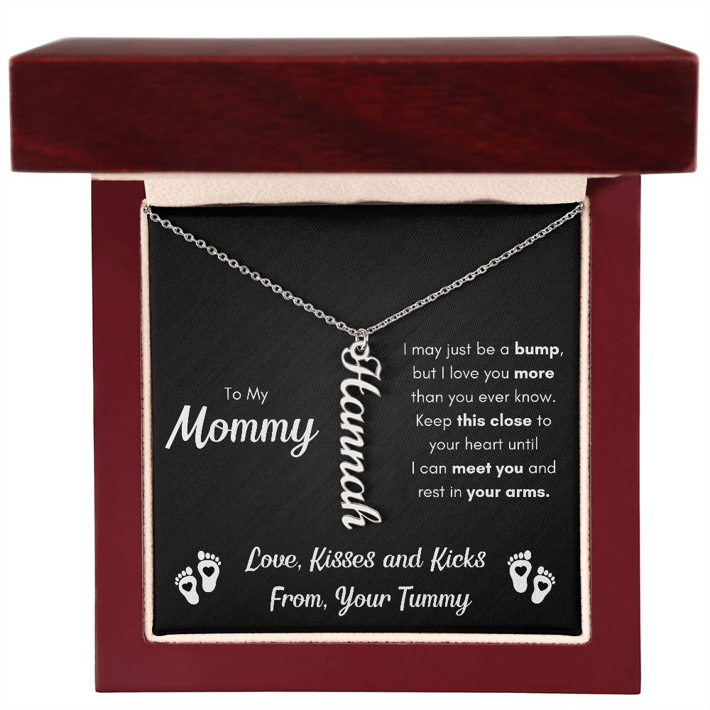 TO MY MOMMY BUMP VERTICAL NAME NECKLACE
