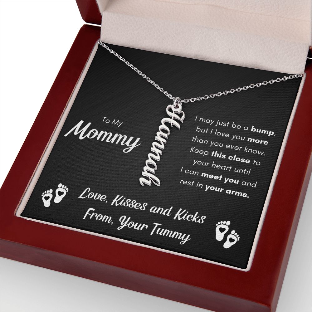 TO MY MOMMY BUMP VERTICAL NAME NECKLACE