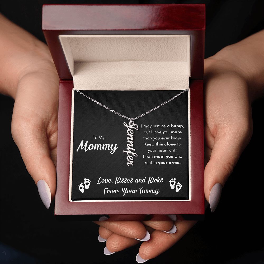 TO MY MOMMY BUMP VERTICAL NAME NECKLACE