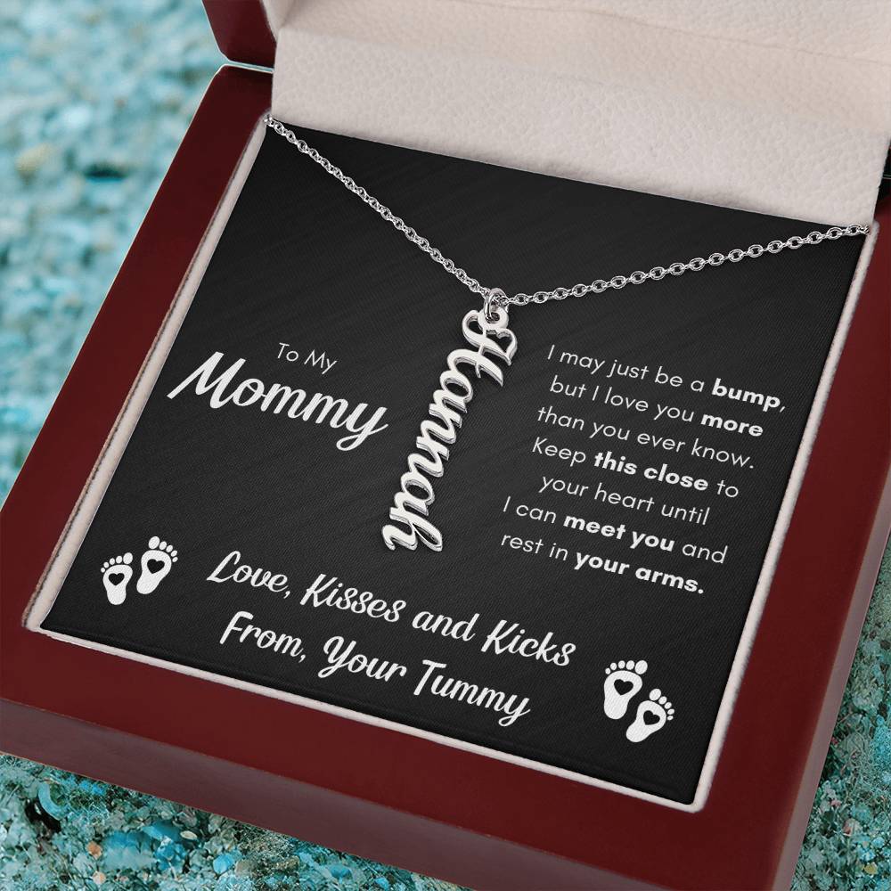 TO MY MOMMY BUMP VERTICAL NAME NECKLACE