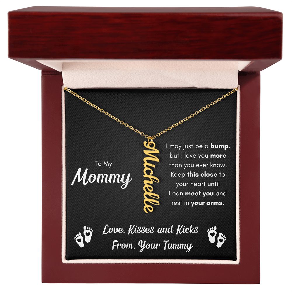 TO MY MOMMY BUMP VERTICAL NAME NECKLACE