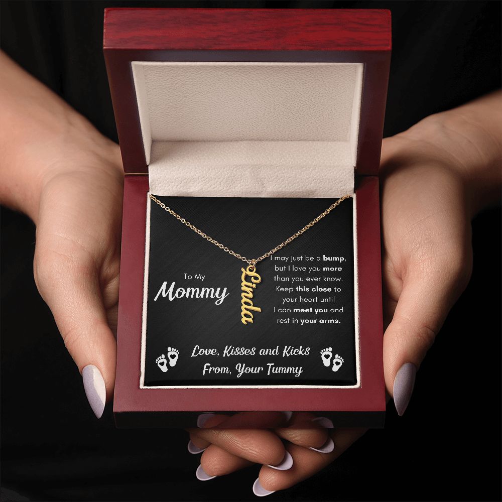 TO MY MOMMY BUMP VERTICAL NAME NECKLACE