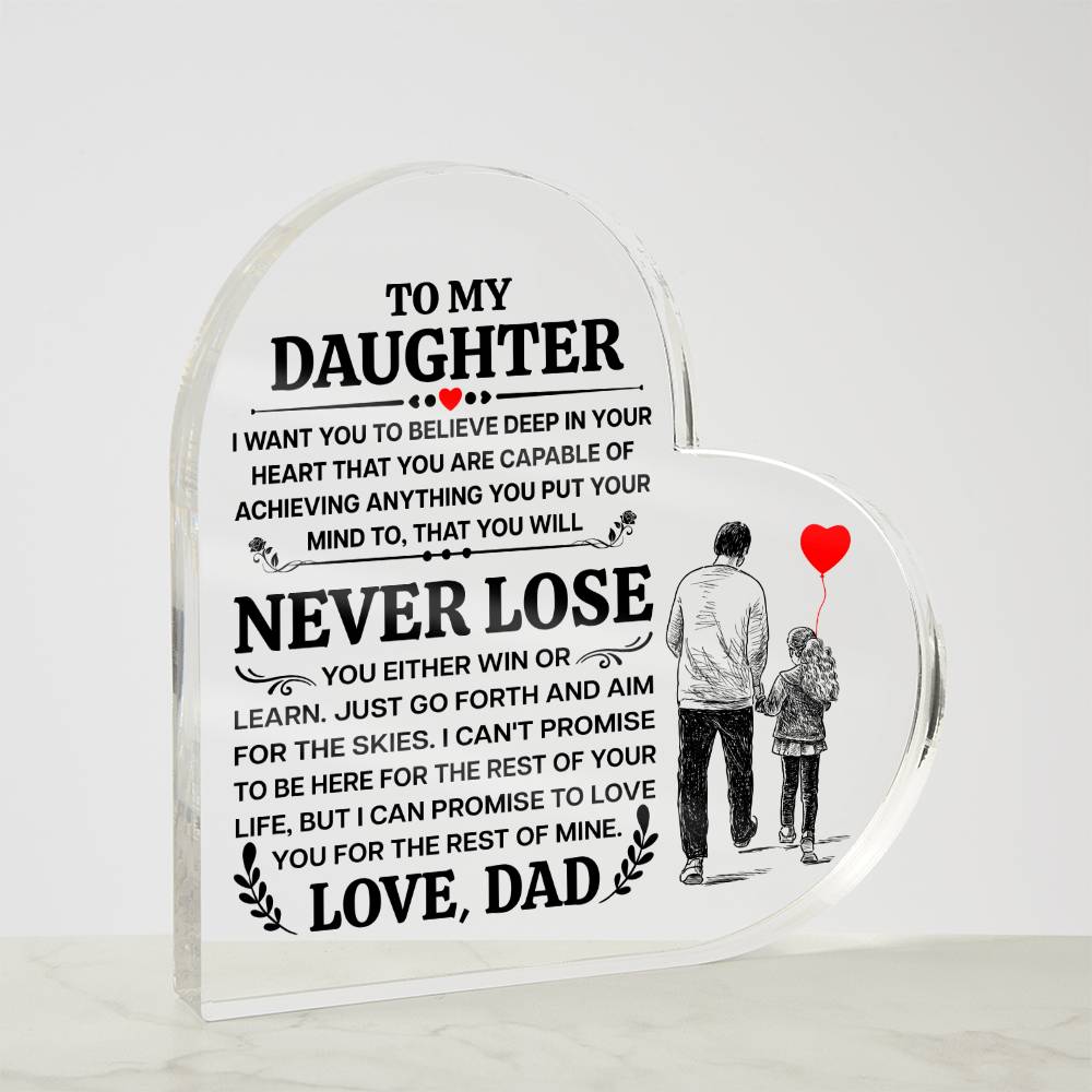 TO MY DAUGHTER PROMISE HEART ACRYLIC PLAQUE