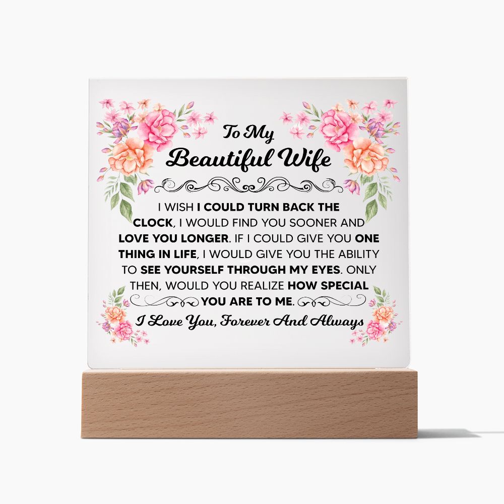 TO MY BEAUTIFUL WIFE SQUARE ACRYLIC PLAQUE