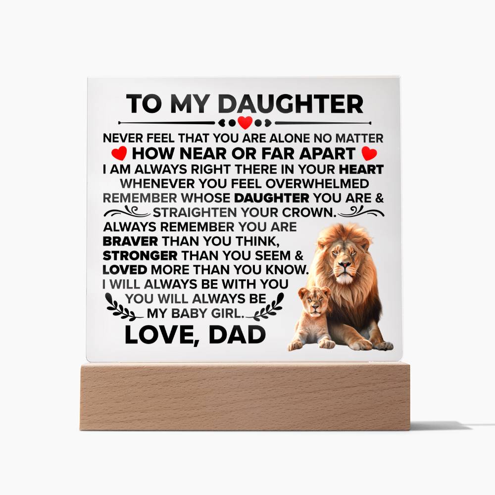 TO MY DAUGHTER BRAVER SQUARE ACRYLIC