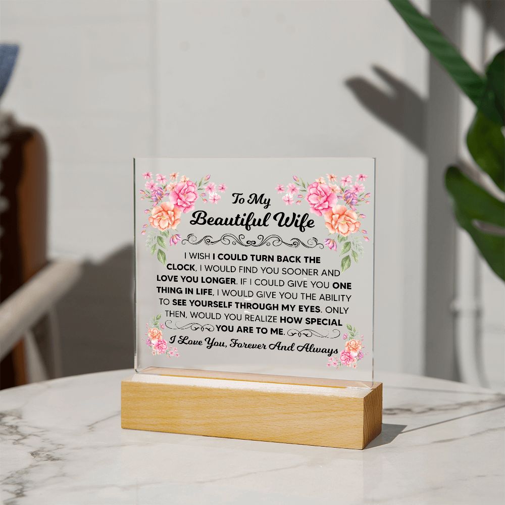 TO MY BEAUTIFUL WIFE SQUARE ACRYLIC PLAQUE